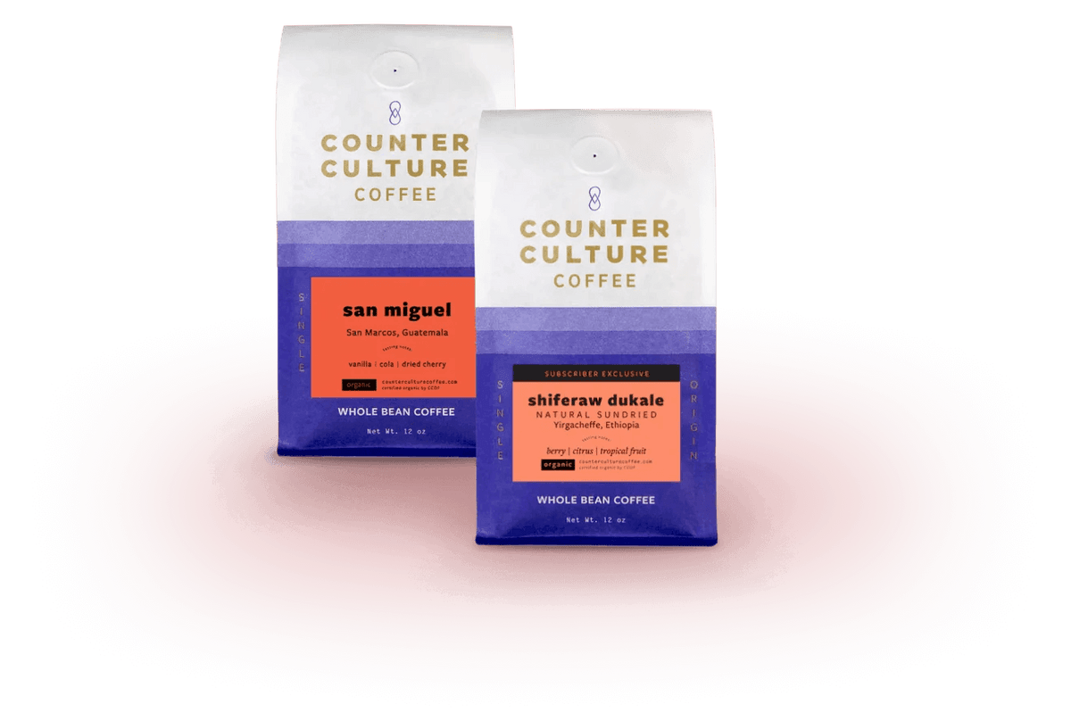 Two bags of Counter Culture single-origin whole bean coffee
